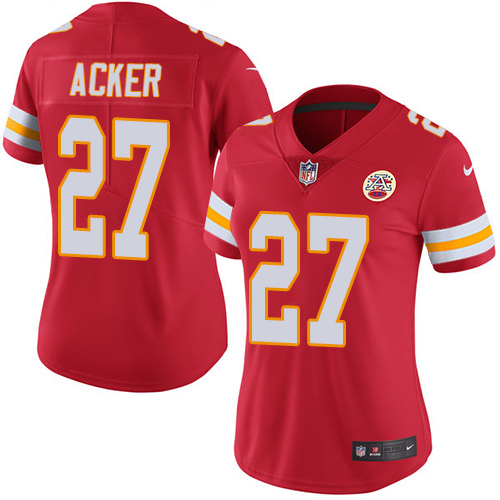 Women's Limited Kenneth Acker Nike Jersey Red - #27 Rush NFL Kansas City Chiefs